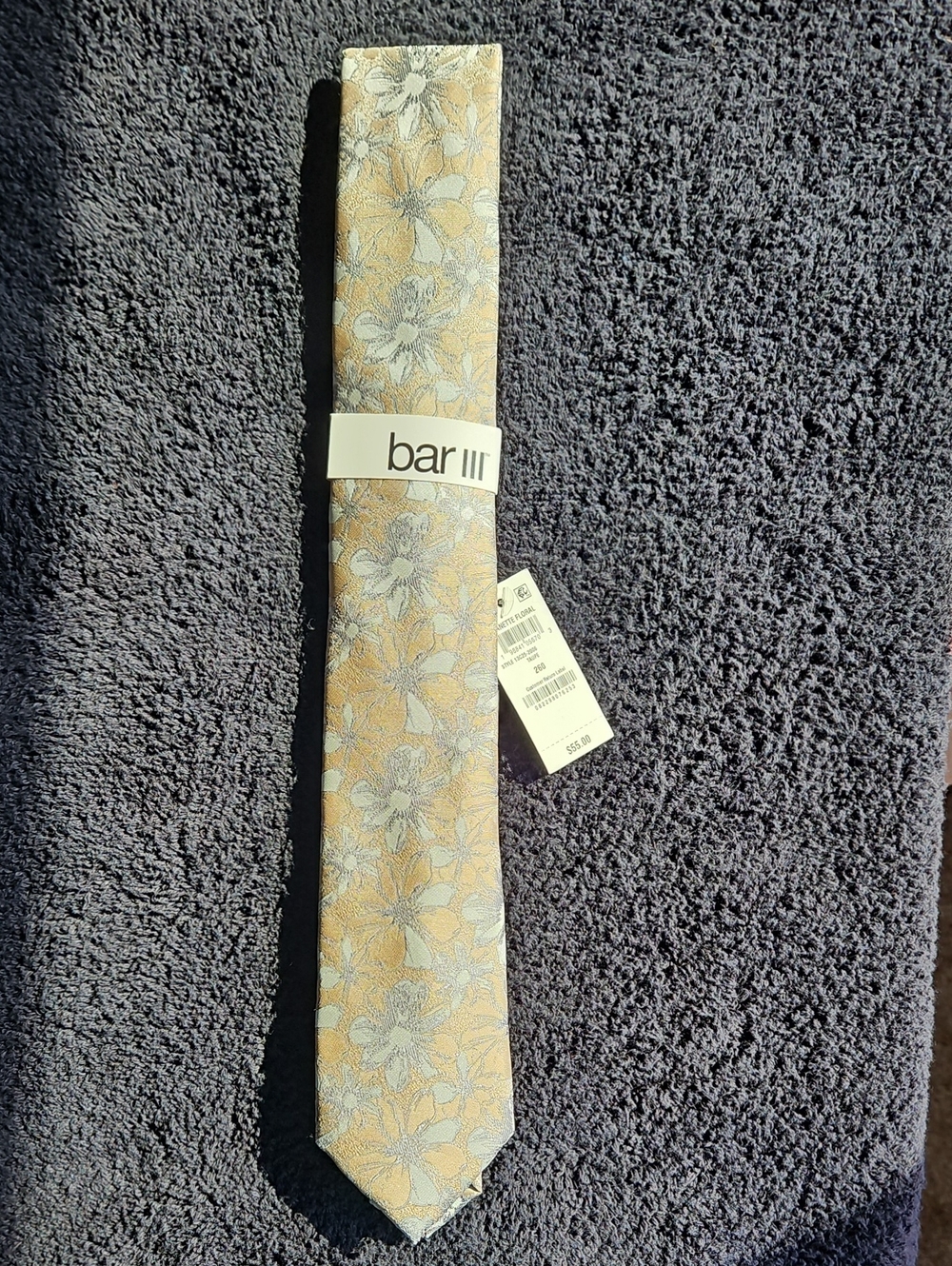 Bar III Floral Silk Tie in Gold and Silver Tones